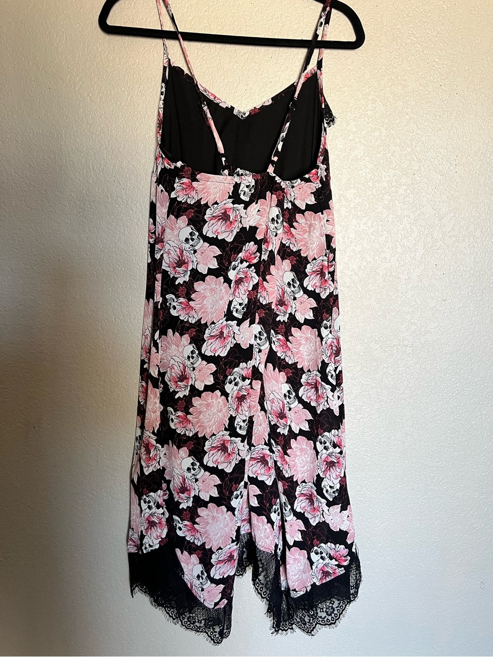 Torrid Floral Skull Slip Dress 2X Black Pink Gothic Lace Trim Nightgown Grunge C - Picture 3 of 6